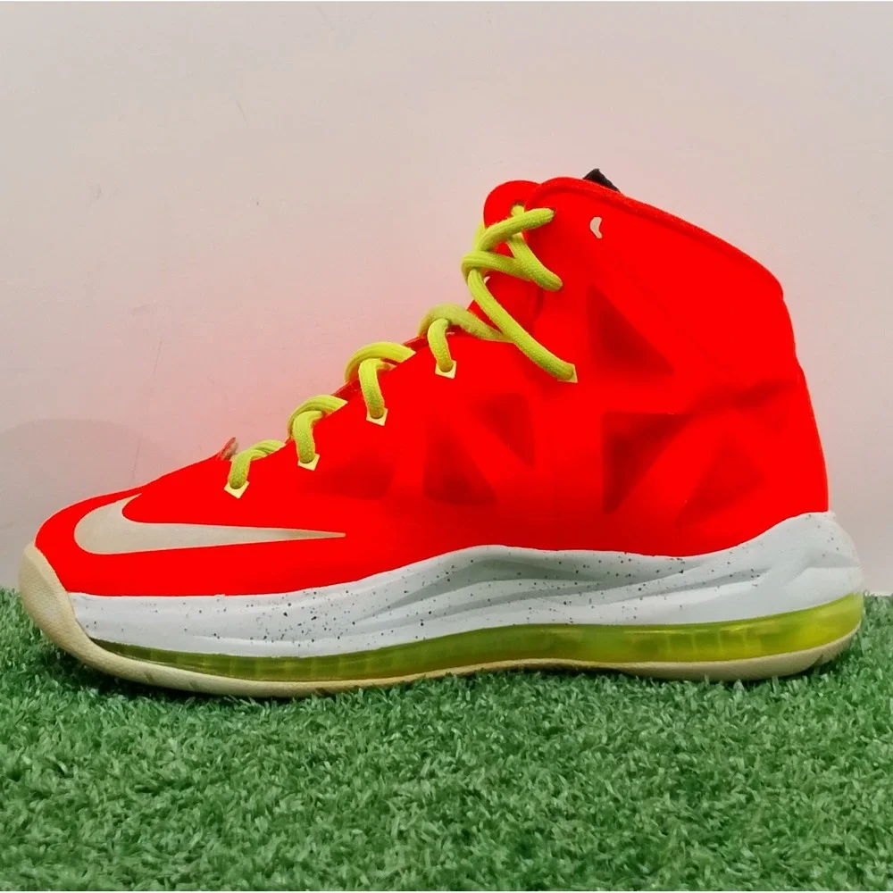 Nike LeBron 10 X Shoes Youth Size 4Y Bright Crimson Black Volt Athletic Sneakers